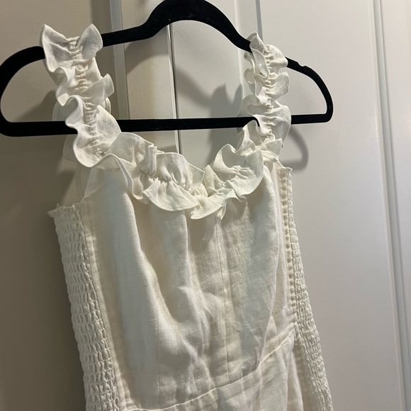 Reformation White Linen Ruffle Mini Dress - Picture 4 of 5